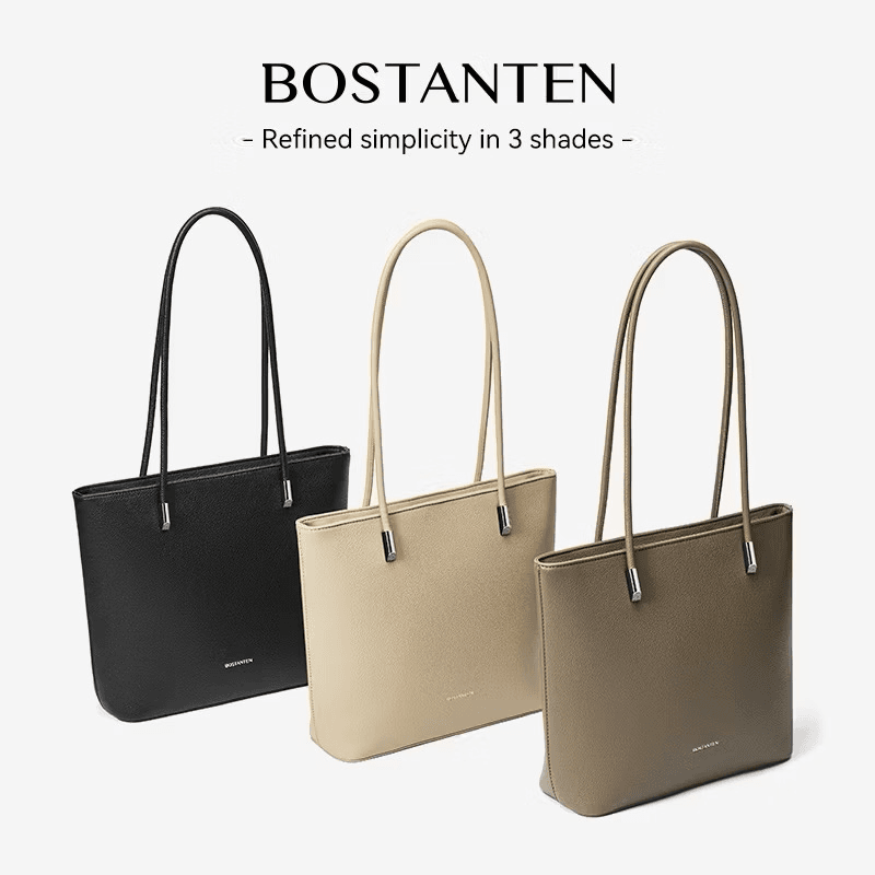 BOSTANTEN Cabas Bag Women's Shoulder Tote Bag Minimalist Elegant Soft Leather Large Capacity Work Bag