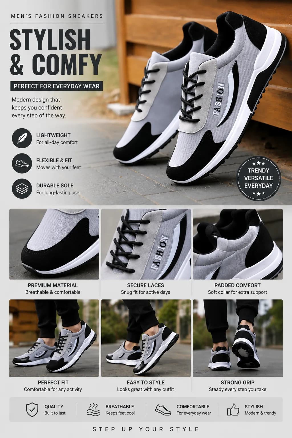 “Stylish & comfy sneakers 👟✨ Perfect for everyday wear!”