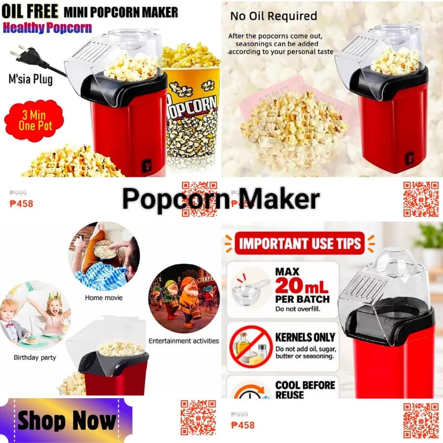 🍿 Enjoy fresh, healthy popcorn in just 3 minutes — NO OIL needed! Perfect for movie nights, birthday parties, and family bonding. Healthy snacking made easy! ✨