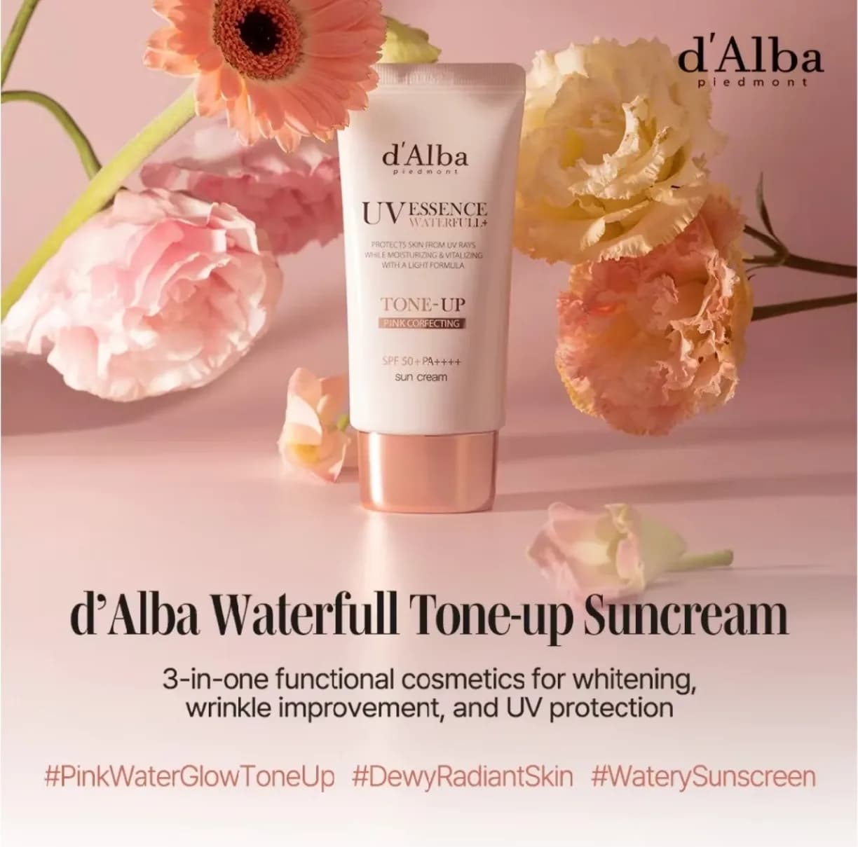 d'Alba UV Essence Tone Up Pink Corrector SPF 50++++