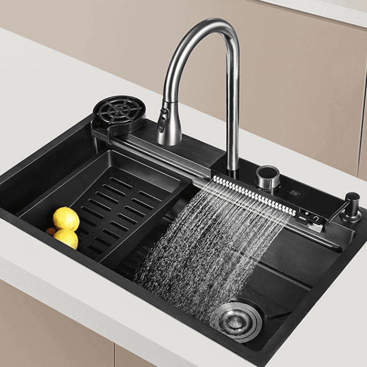 304 Stainless Steel Sink for Kitchen Sink Flying Rain/Waterfall Household Advanced Sink With Faucet