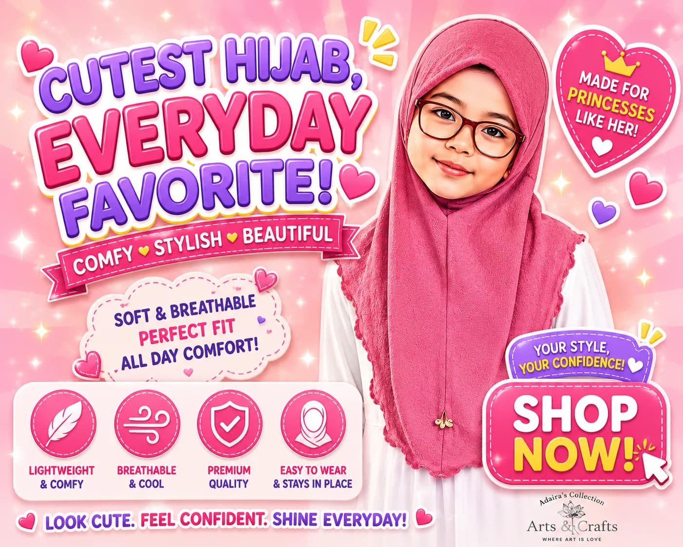 POV: Nakahanap ka ng hijab na CUTE na, COMFY pa! 😍🎀 Little princess, big confidence! 👑✨ Soft • Lightweight • Breathable • Easy to wear 💗