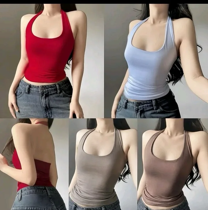 Halter Backless Double Lining Croptop