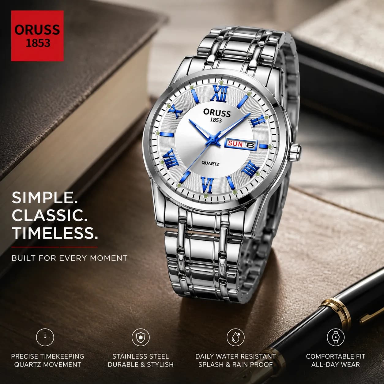 Simple. Classic. Timeless. ⌚✨ Elevate your everyday look with the ORUSS 1853 — a stylish stainless-steel watch made for business, casual days, and every moment in between.