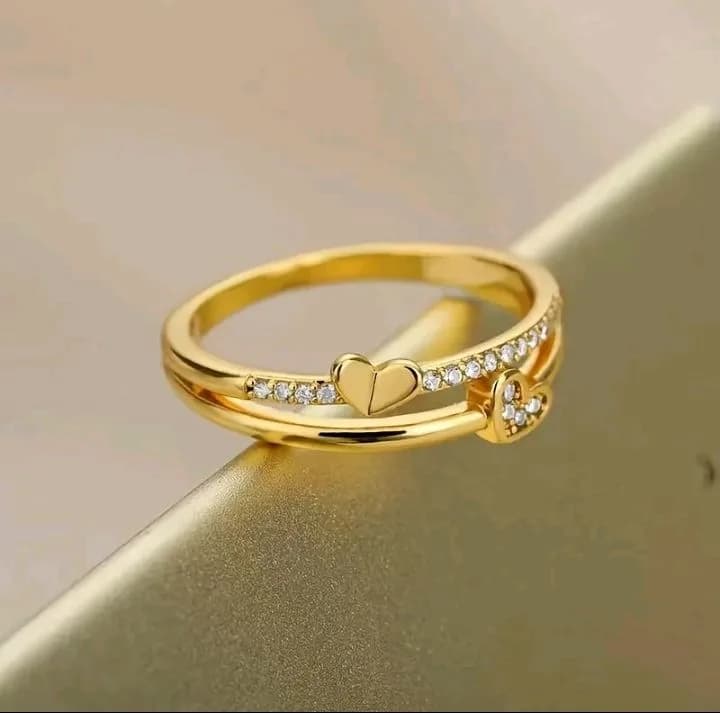 ใMOOKOใ Creative Heart Diamond Ring Exquisite women heart-shaped opening adjustable ring With box.