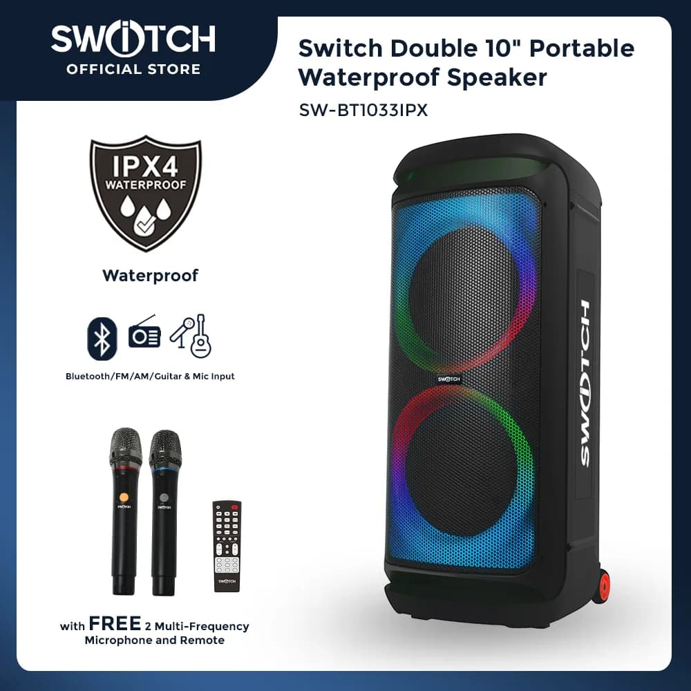 Switch Double 10" Portable Waterproof Speaker