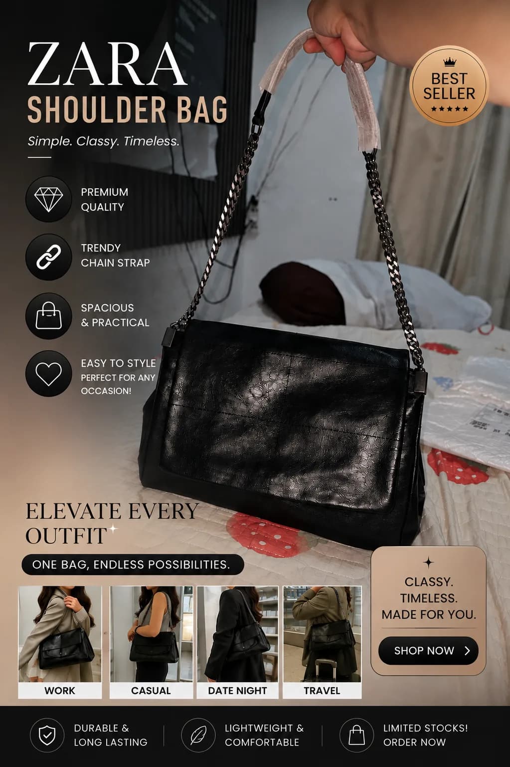 Zara womenβs fashion bag