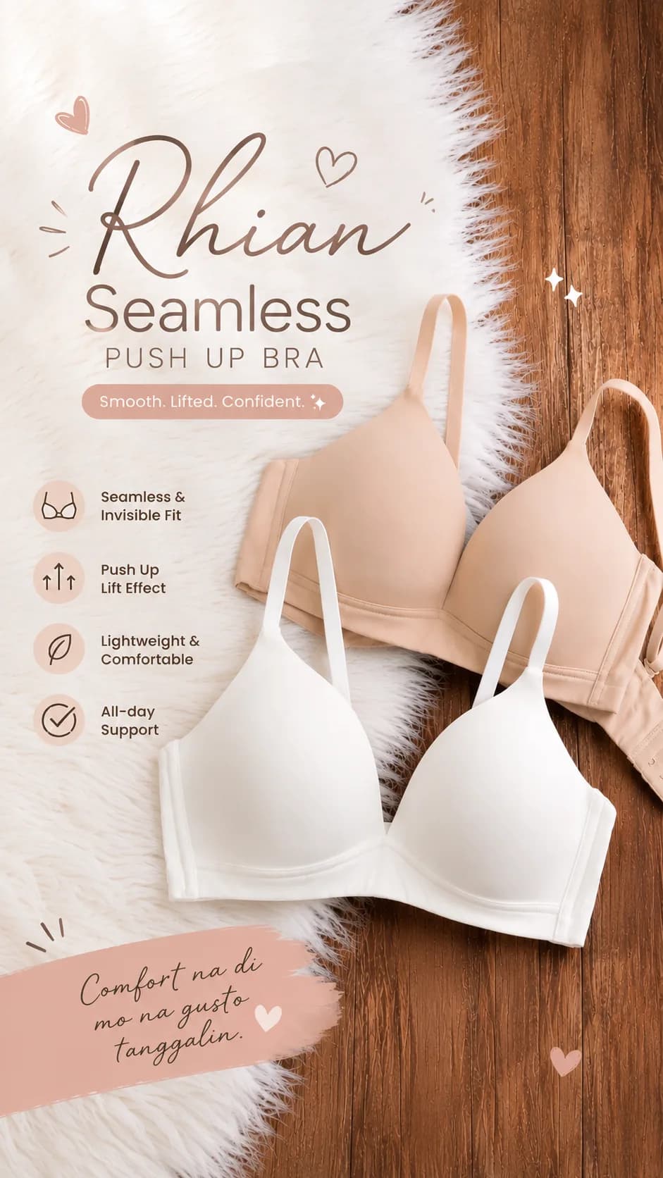 Seamless push up bra