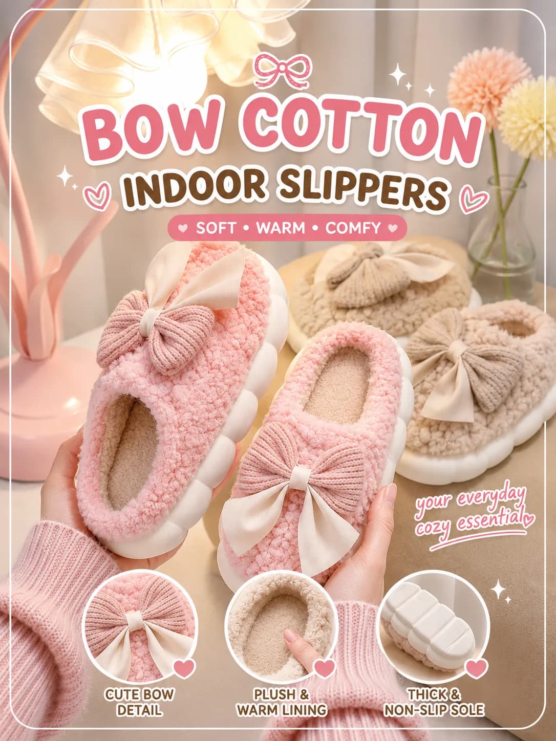 Fluffy indoor slipper