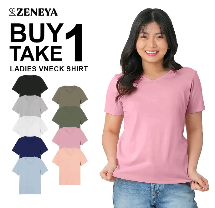 Zeneya BUY 1 TAKE 1 Plain V Neck Vneck Shirt Tshirt Collection For Women Casual Pure Cotton Top Tops Womenswear tee https://vt.tiktok.com/ZS9hHvc6beD6m-TZ0cD/