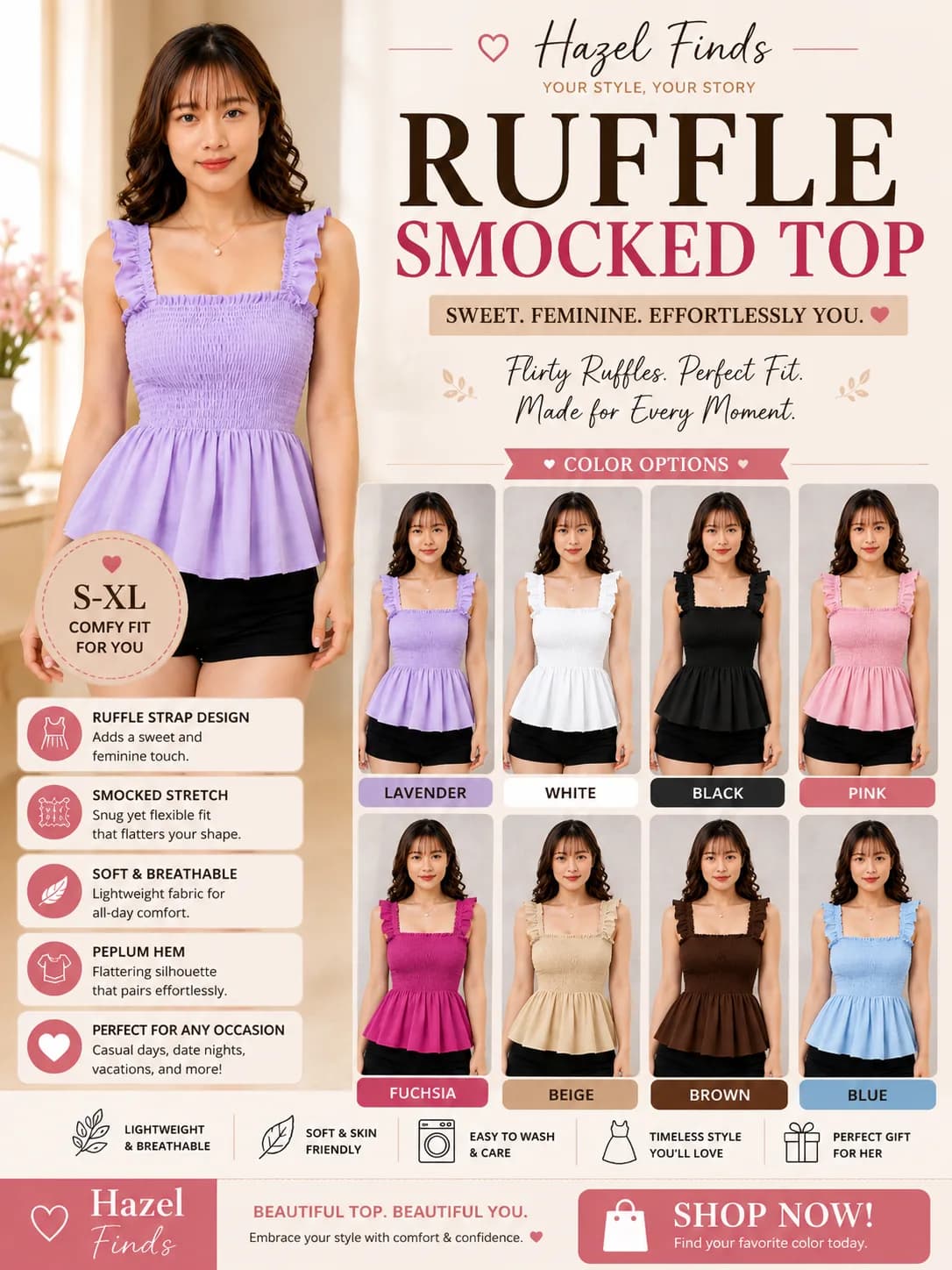 Ruffle Smocked Top