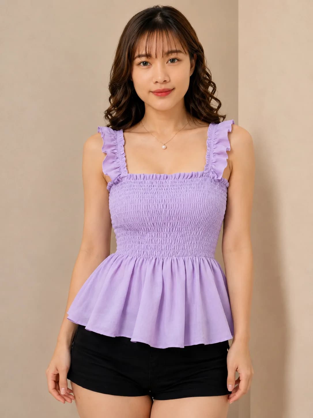Sweet, feminine, and effortlessly pretty! 💜 This lavender ruffle top is perfect for your everyday OOTD—cute, comfy, and easy to style. 🌸