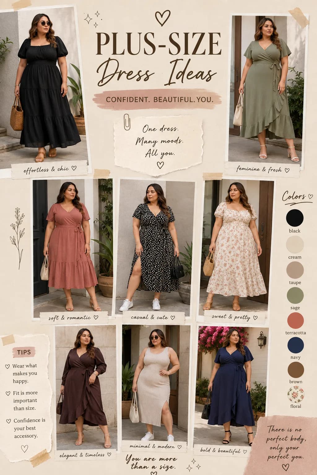 Chic, comfy, and flattering dresses for every occasion. Save this pin for outfit inspiration that celebrates confidence, curves, and effortless style. ✨👗 #PlusSizeFashion #DressInspo #CurvyStyle #OutfitIdeas #PinterestFashion