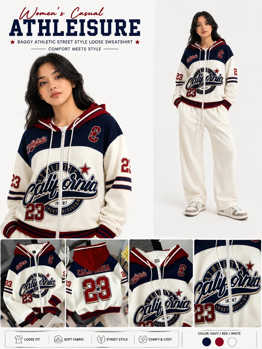 Women's Casual Athleisure Baggy Athletic Street Style Loose Sweatshirt