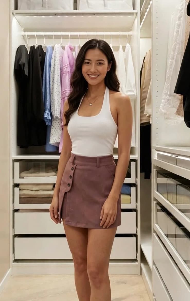 Mumu #MIRIAM BANGKOK Trend PALDA SHORT Woven SKORT (SHORT BACK/SKIRT FRONT) w/ BUTTONS & One Pocke