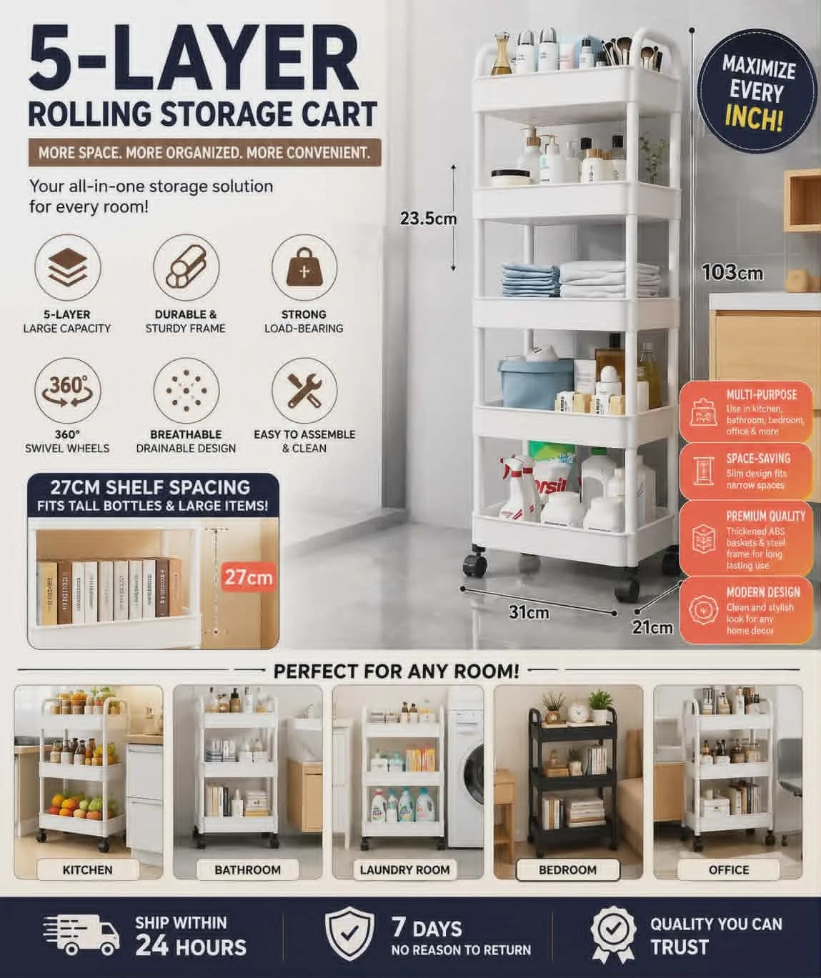Trolley Cart Organizer