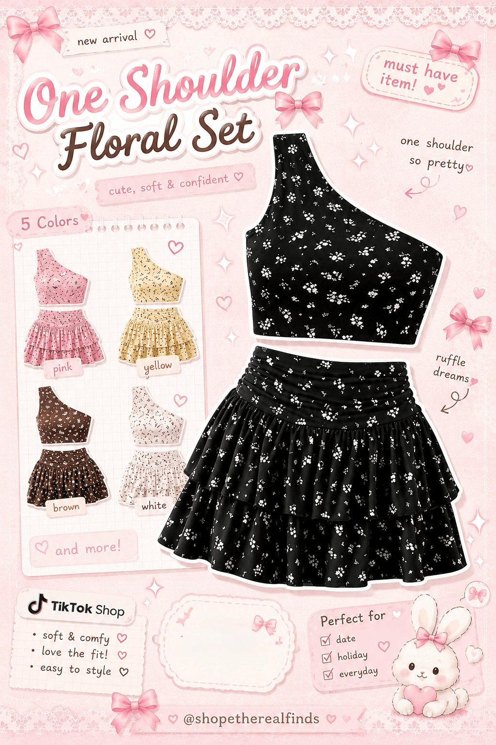 One shoulder floral set