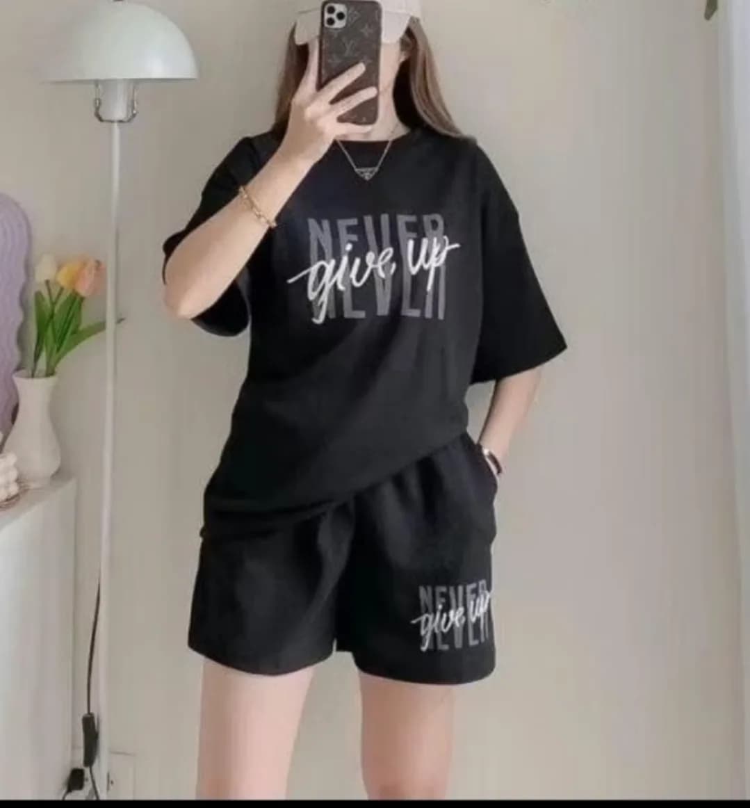 NEVER GIVE UP PRINT TERNO FOR WOMEN