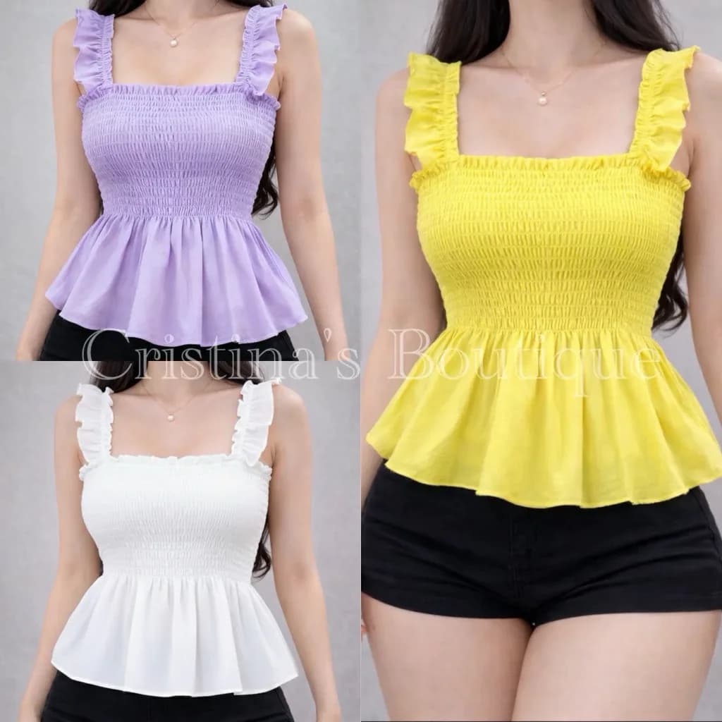 Check out Bambi Smocking Butterfly Peplum Top Challis Fabric Summer Outfit Womenswear for β±97 - β±99. Get it on Shopee now!