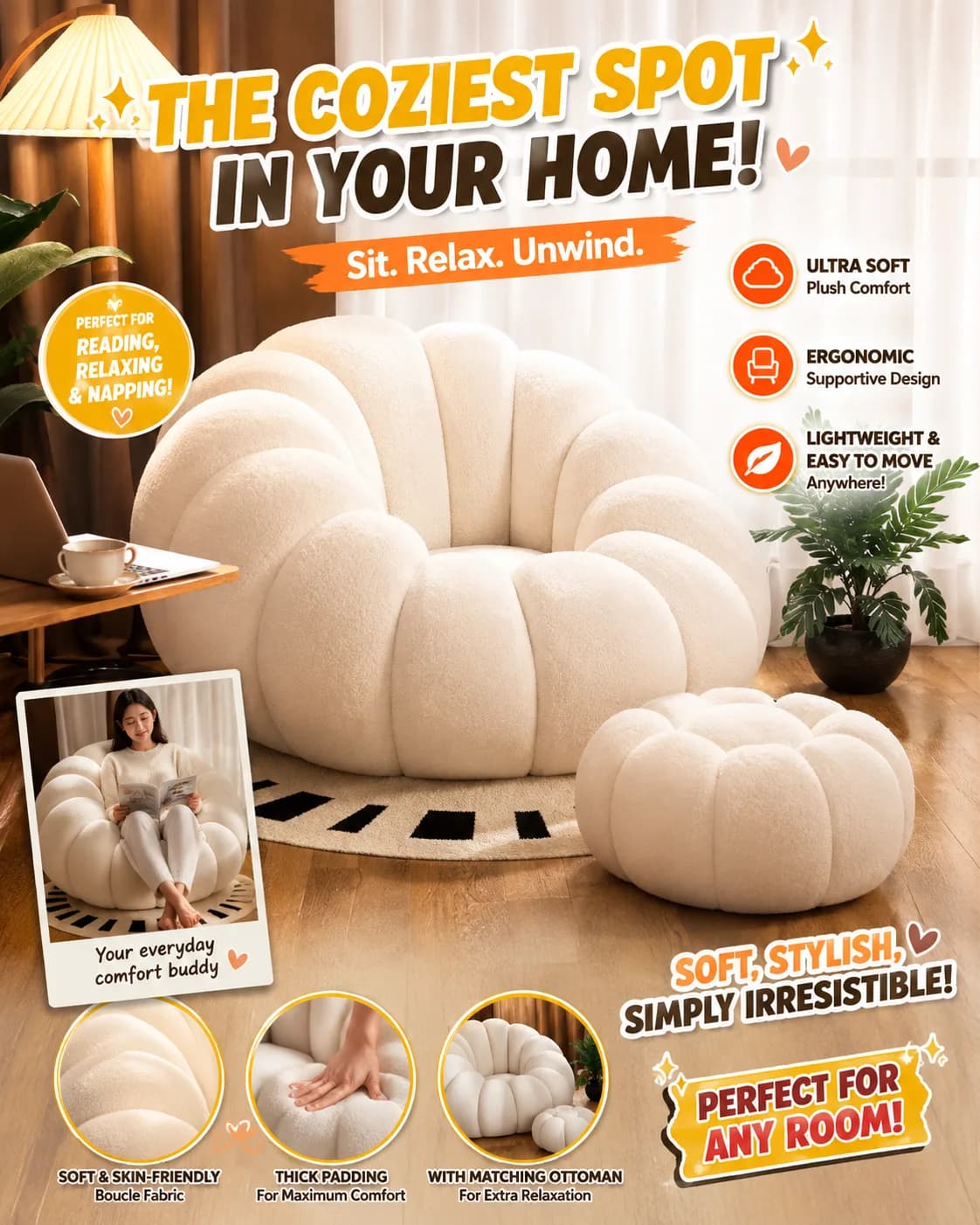 Lazy sofa single/double pumpkin stool