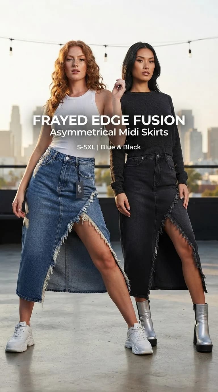 Korean Midi denim skirt
