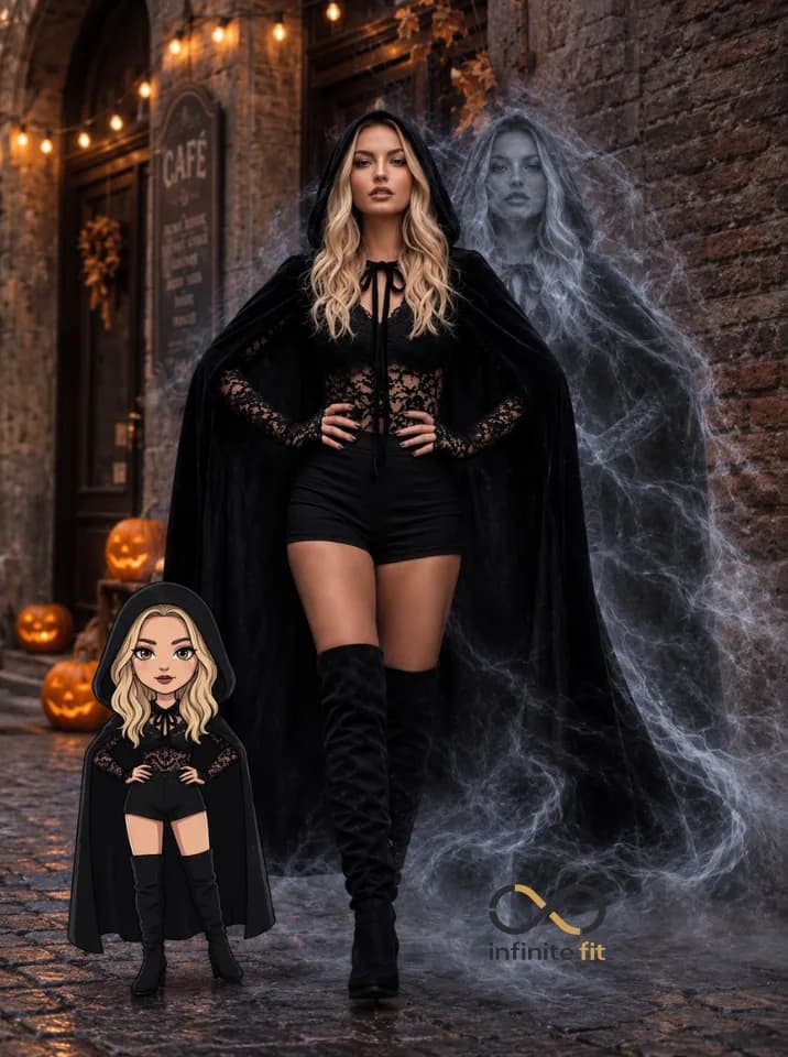 Matching Halloween couple costume idea: gothic vampire capes, dark cafe hopping aesthetic 🎃🖤 Perfect for couple Halloween 2026 would you try this look?
