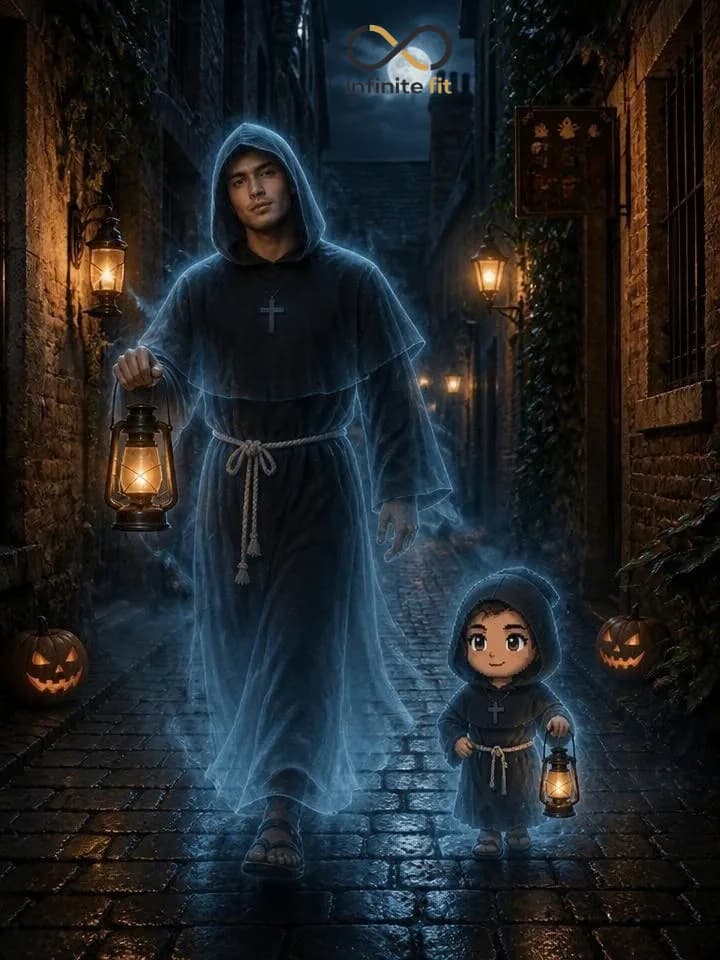 Matching Halloween couple costume idea: monk & nun horror aesthetic, dark cafe hopping vibes 🎃🕯️ Perfect for couple Halloween 2026 — would you try this eerie look?