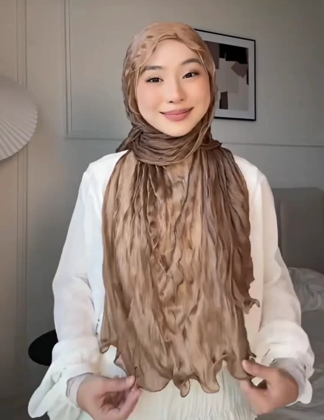 Wrinkle Shimmering Silk Long Hijab