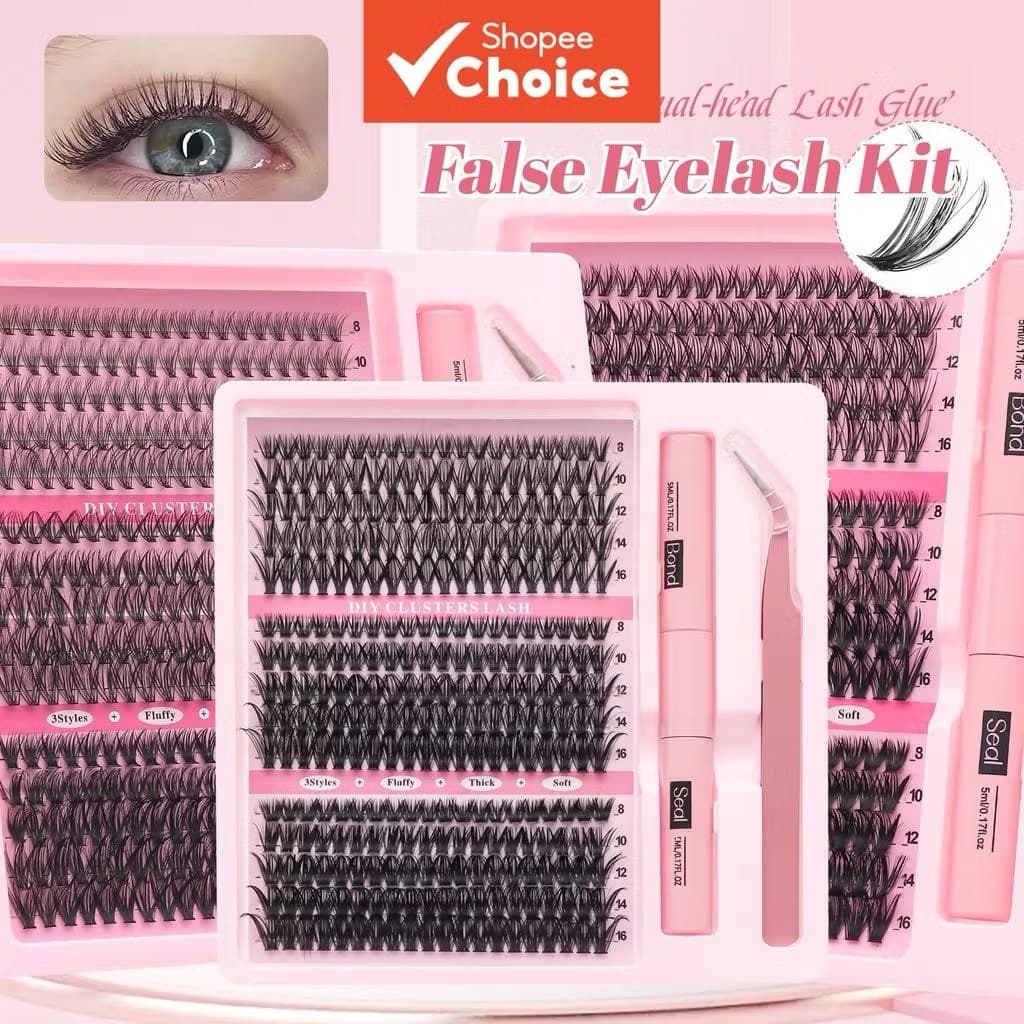 Diy Lash Clusters Kit D Curl 8-166mm Lashes Extension with Mascara Brush Bond and Seal for Eyelash Extensions