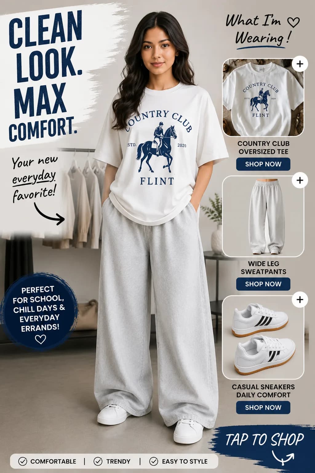 Clean look, comfy fit, effortless style! 🤍 Perfect for your everyday OOTD. Tap to shop! 🛍️💕