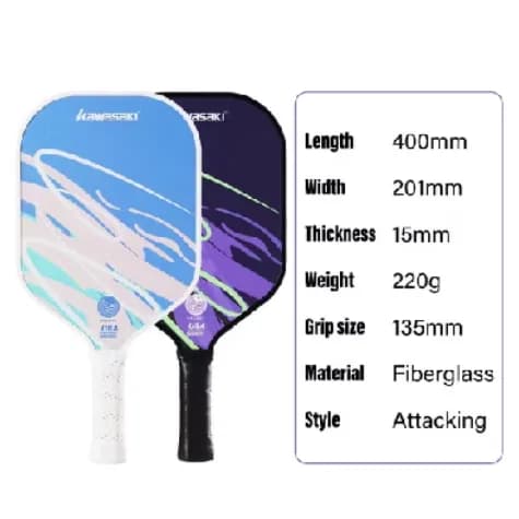 Kawasaki Pickleball Paddle GALAXY&AURORA 220g Fiberglass Pickle Racket For Beginners Attackting