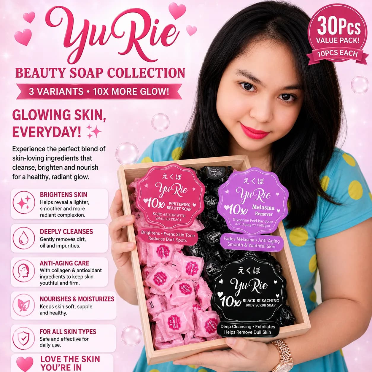 20PCS HIKARII YURIE 10X Whitening Bar Soap Japan Soap Bleaching Pack - Body Care, Skin Repair, Cleanser, Cleansing, Body Wash - 50G Each - Best Seller https://vt.tiktok.com/ZS9hAYCpWpUy2-FyXl4/