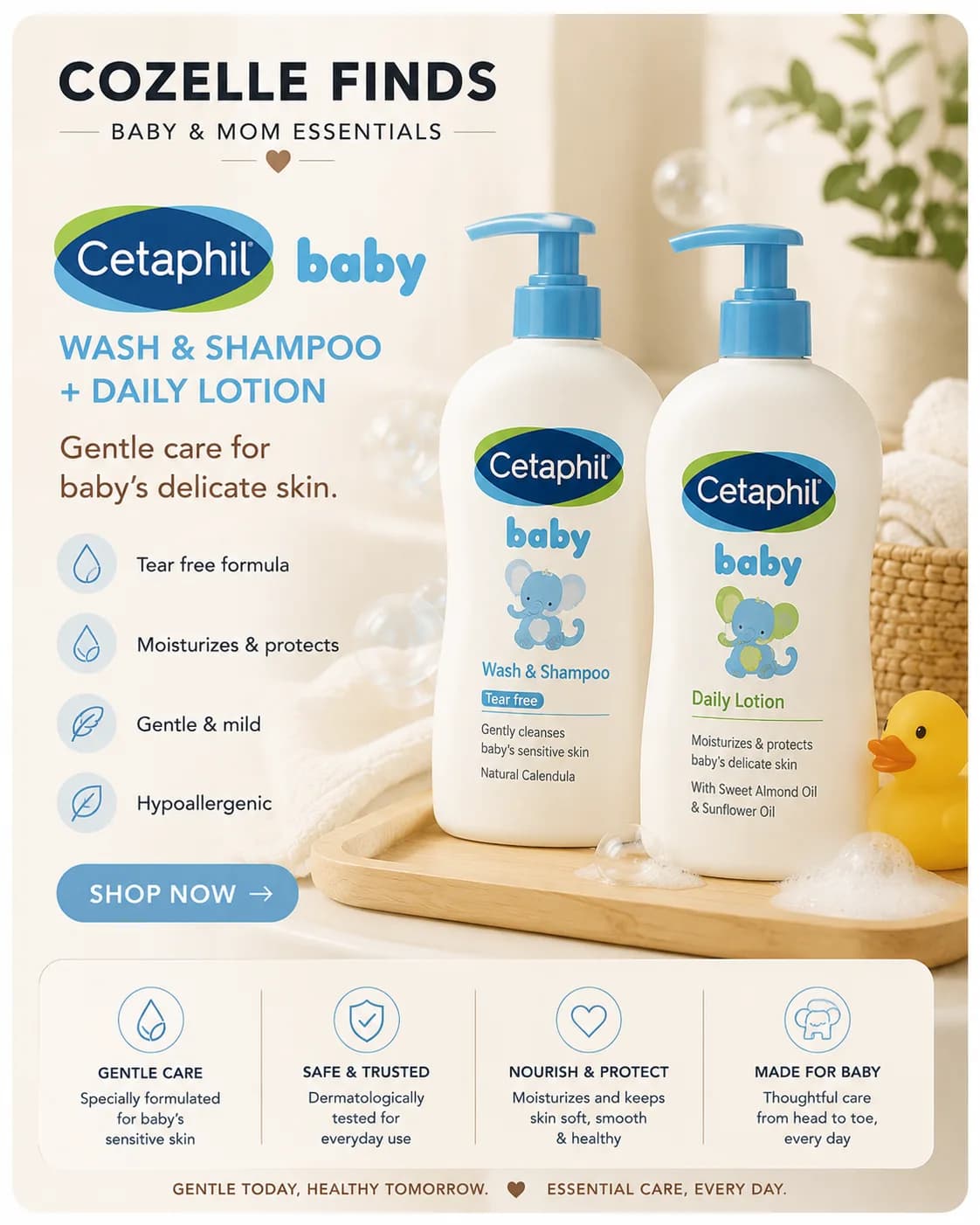 ππ€ Make bath time part of a simple baby-care routine with Cetaphil Baby Wash & Shampoo + Daily Lotion. Thoughtful essentials for baby's bath and everyday skincare. #CetaphilBaby #BabySkincare #BabyBath #BabyEssentials #NewbornCare #MomEssentials #CozelleFinds #amazonaffiliate #ad