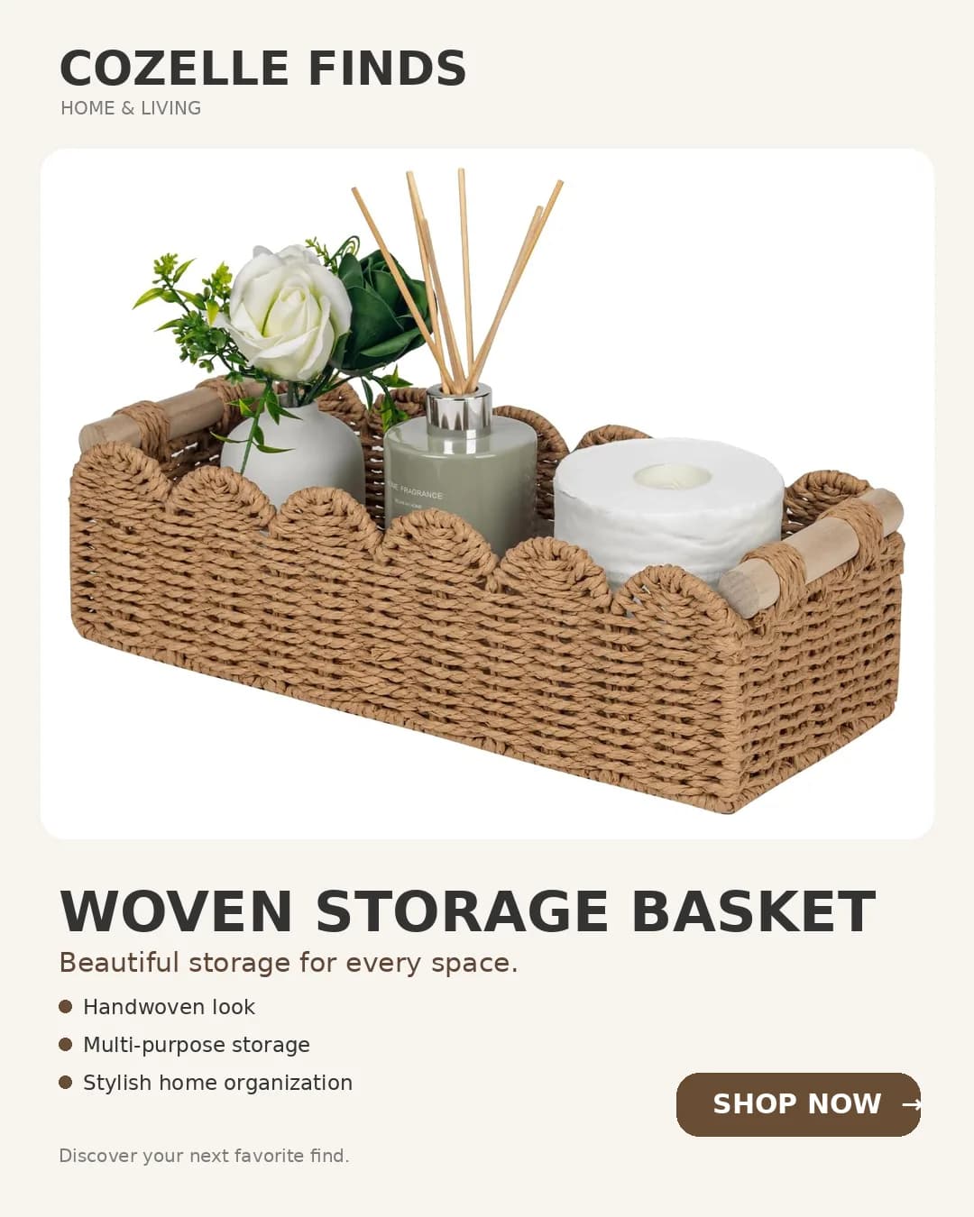 Turn everyday clutter into organized, beautiful spaces with a versatile woven storage basket. 🤎