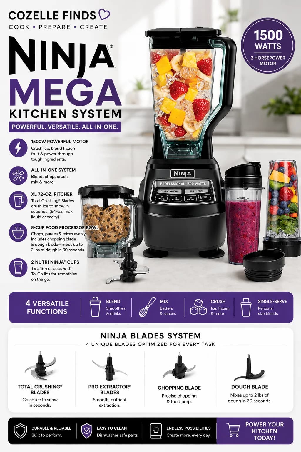 From fresh smoothies to everyday food prep, this versatile kitchen system helps make cooking easier and more convenient.