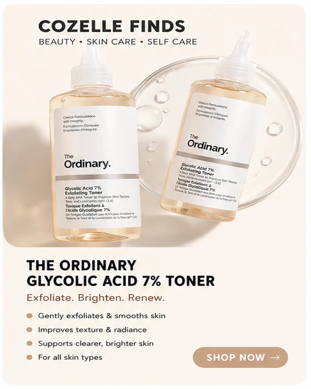 Exfoliate. Refresh. Glow. β¨ A 7% glycolic acid toner designed to smooth texture and enhance visible skin radiance.