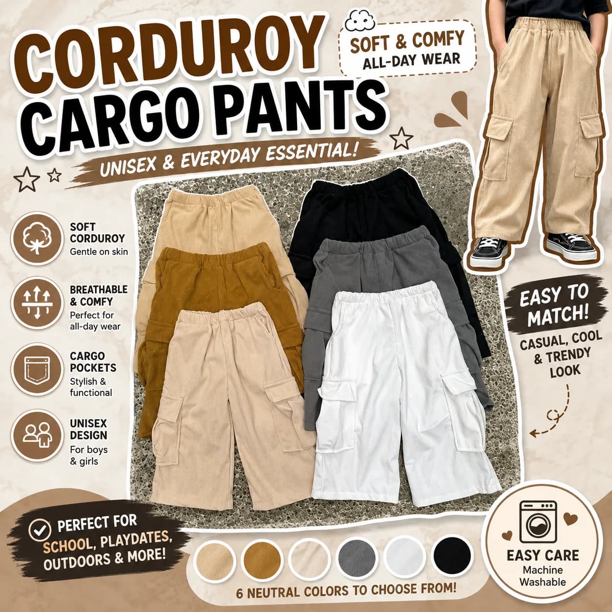 Affordable curduroy for kids