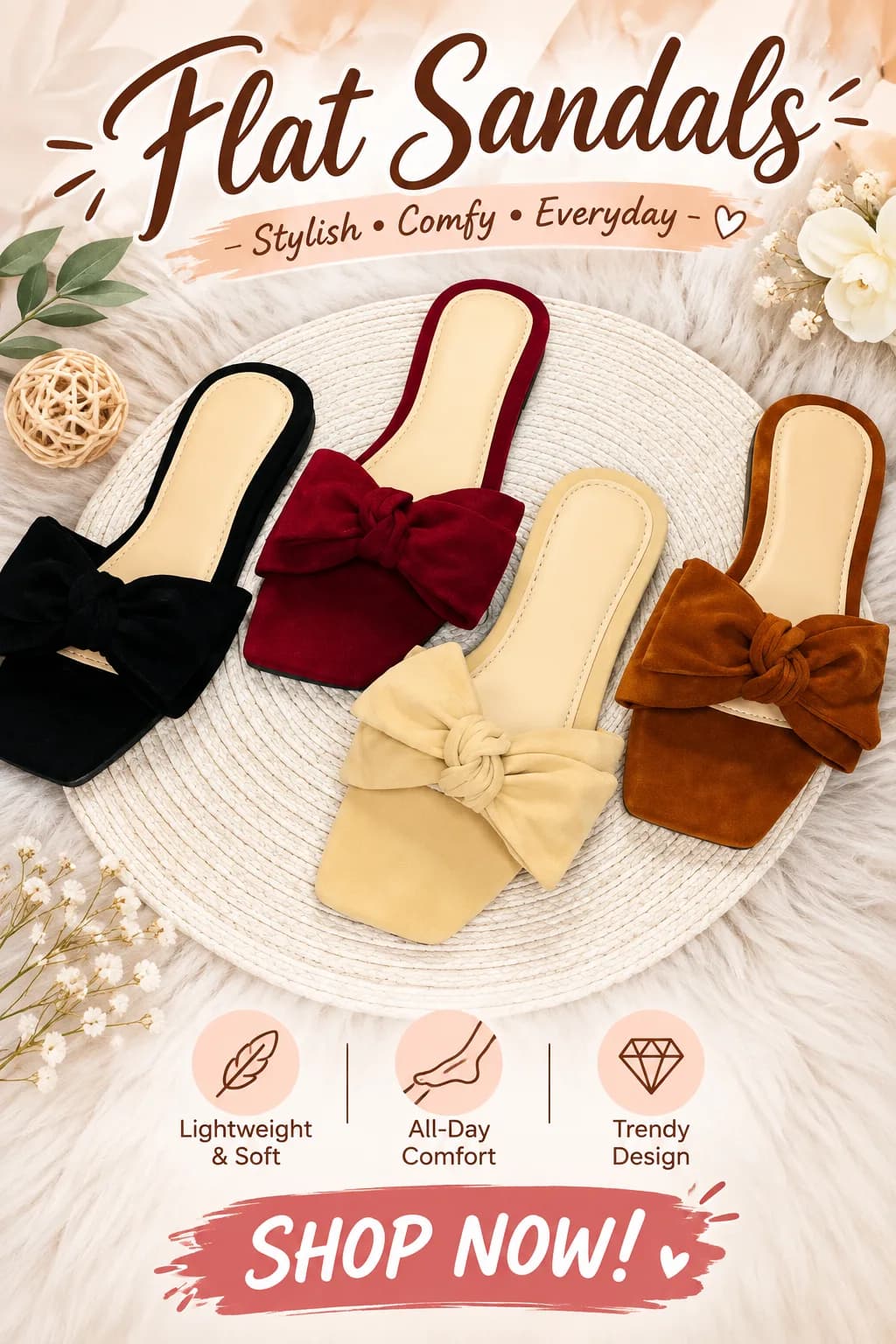 Flat sandals for all season