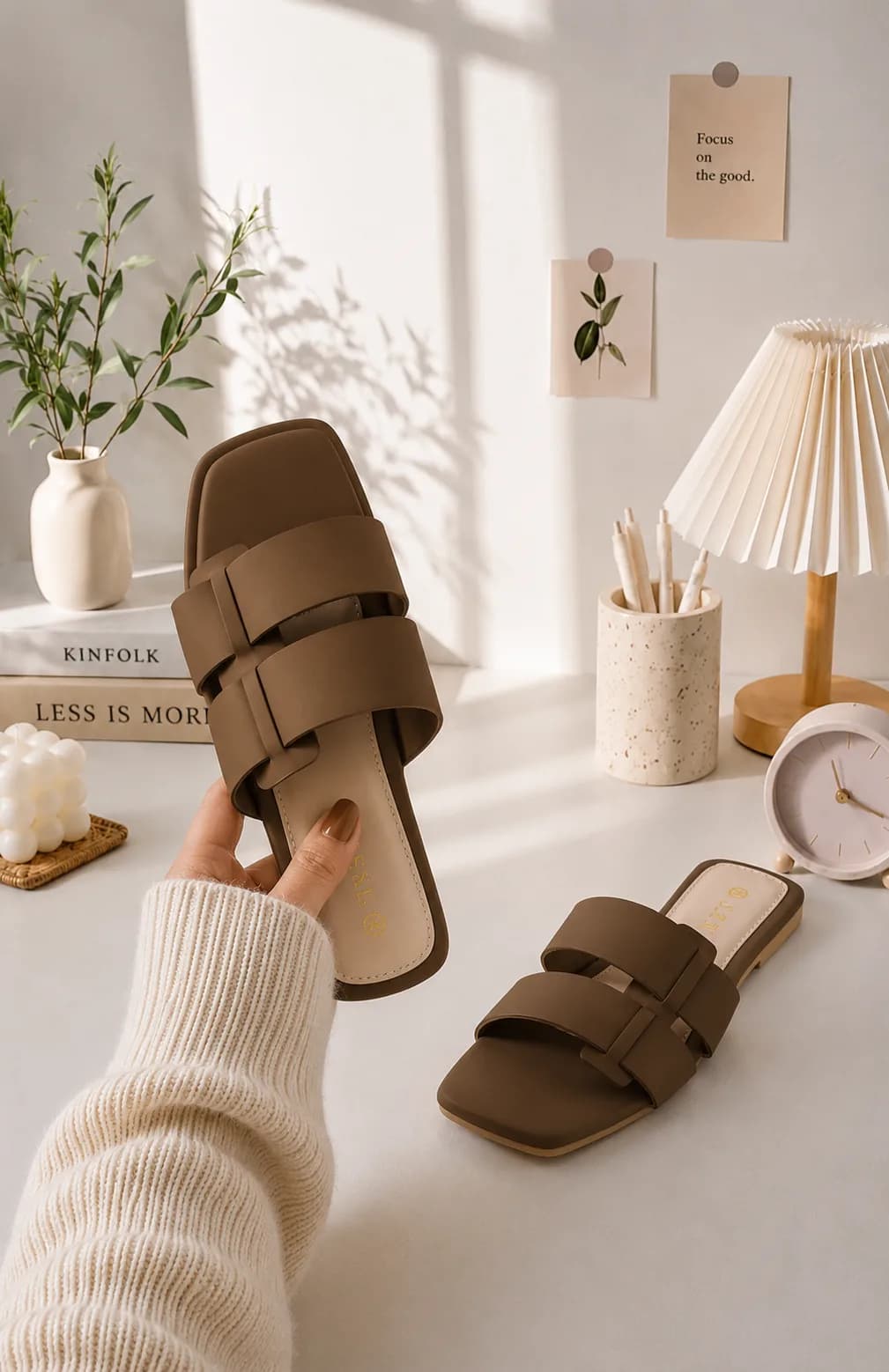 Women's Brown Slip-On Footwear Walking Shoes Girl Stylish