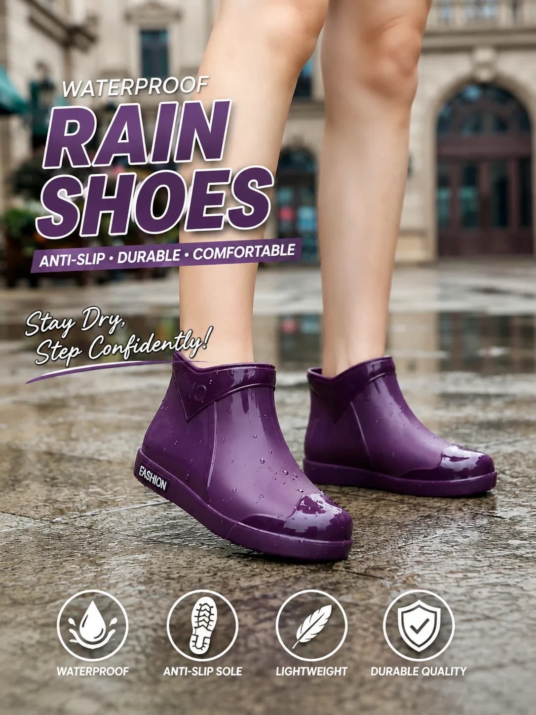 ๐ง๏ธ Stay dry wherever you go! ๐ Don't let the rain stop your day. These Waterproof Rain Shoes are designed to keep your feet dry and comfortable while giving you a secure, anti-slip grip on wet roads. Lightweight, durable, and perfect for rainy season, daily errands, work, or outdoor activities. ๐ Grab yours today before your preferred size sells out! Click the yellow basket now. ๐