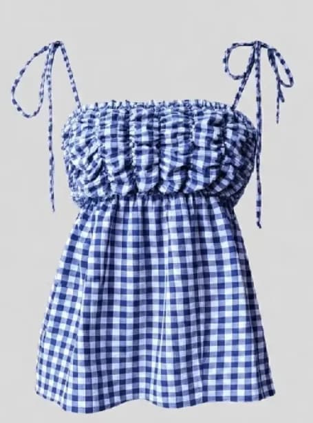 Ruched Smoke Tie-Strap Peplum Top