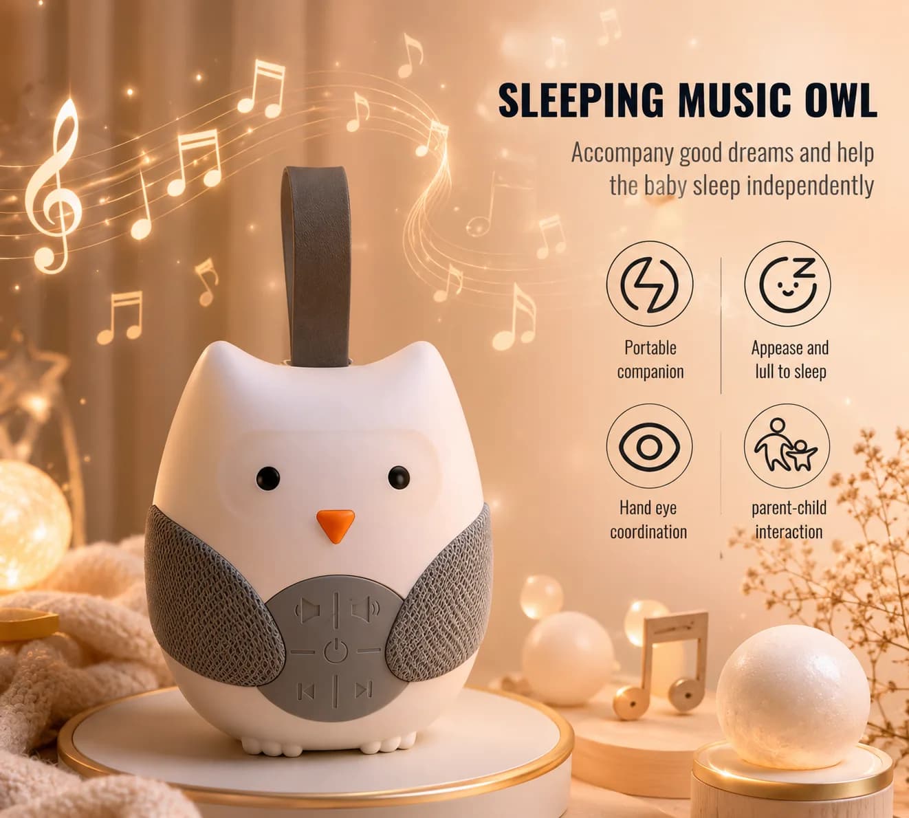 Baby bedside sleep helper owl music player | relaxing bedtime songs for kids