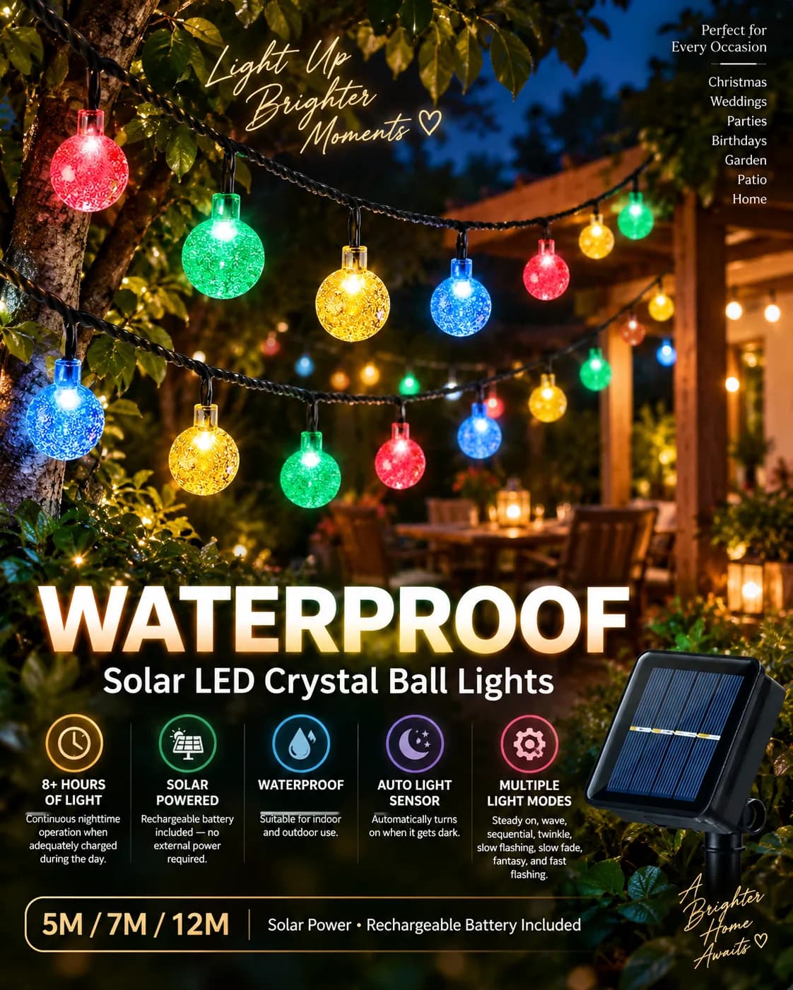 Solar-powered, waterproof, at automatic mag-on kapag dumilim. Pretty without trying too hard.