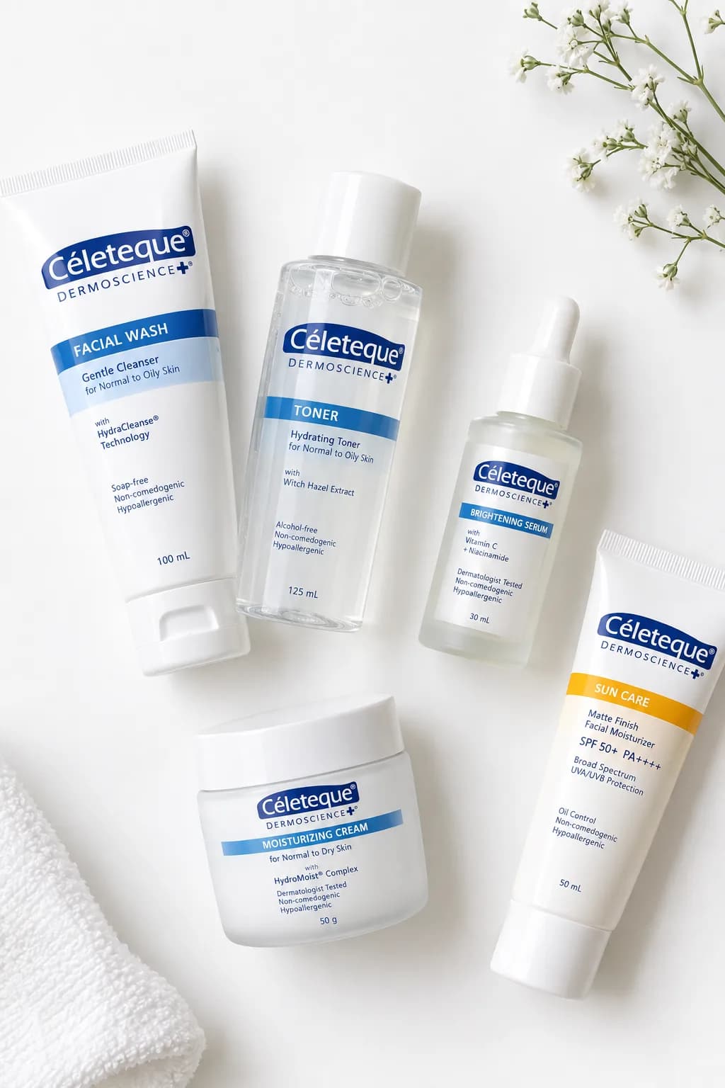 Simple skincare routine, fresh-looking skin ✨💙 Celeteque skincare set for an easy everyday routine. Perfect for those who want simple and gentle-looking skincare! 🫧 🛒 Check it out here!