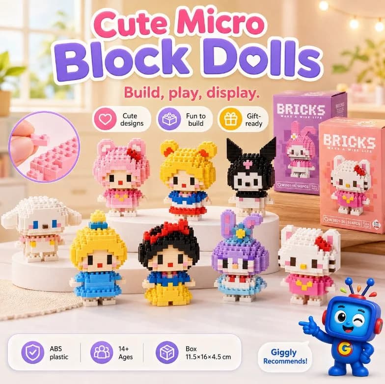 Build, play, and display your own cute mini block characters. These micro building blocks are a fun hands-on activity that helps develop focus, creativity, spatial thinking, and fine motor skills. Made from ABS plastic with compact nano-sized pieces. Recommended for ages 14+.