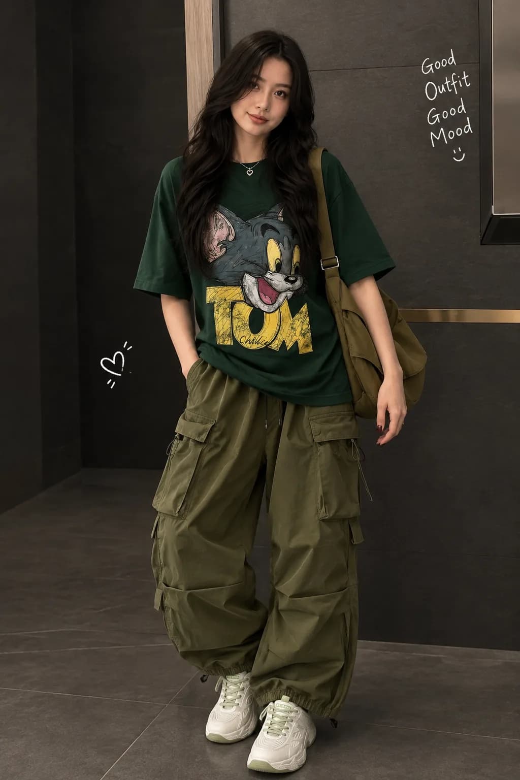 good outfit street wear green