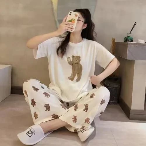 Summer Pajama for Women Short Sleeve Sleepwear Terno Set Pambahay Korean Nightwear for β±185. Get it on Shopee now!