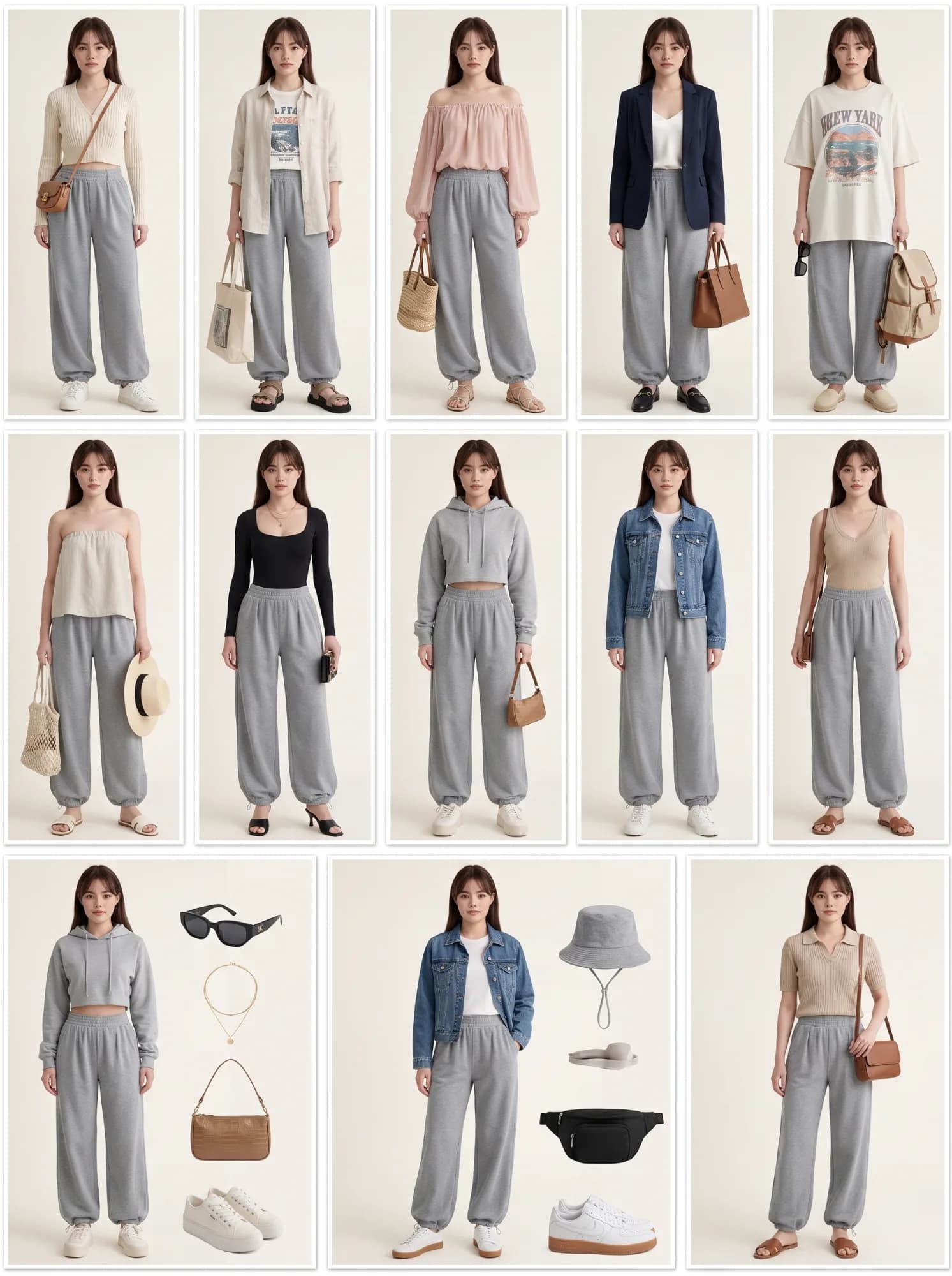 BUY 1 TAKE 1 Loose High Waist Wide Leg Pants Drawstring Zipper Pockets Casual Unisex