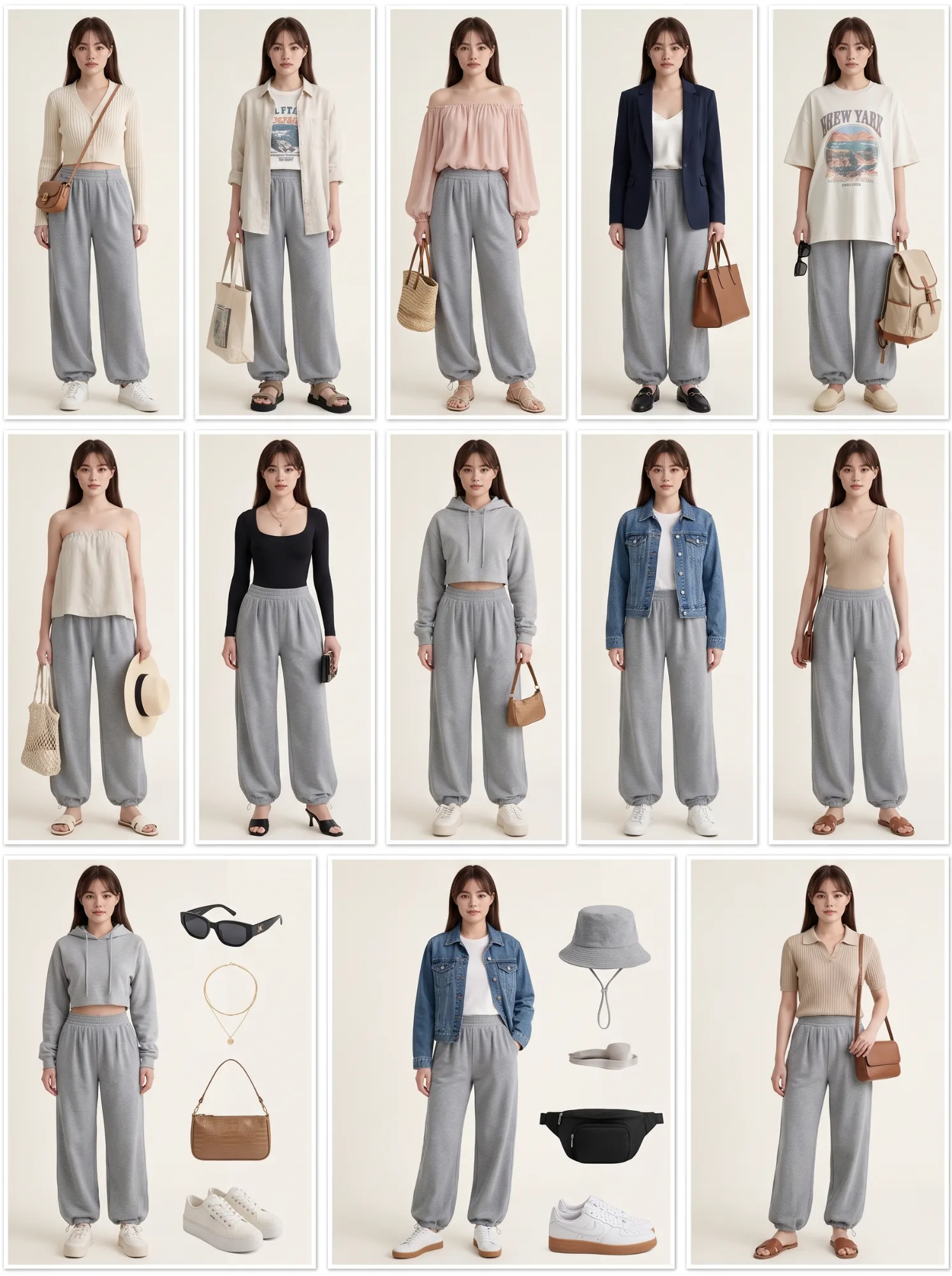 BUY 1 TAKE 1 Loose High Waist Wide Leg Pants Drawstring Zipper Pockets Casual Unisex