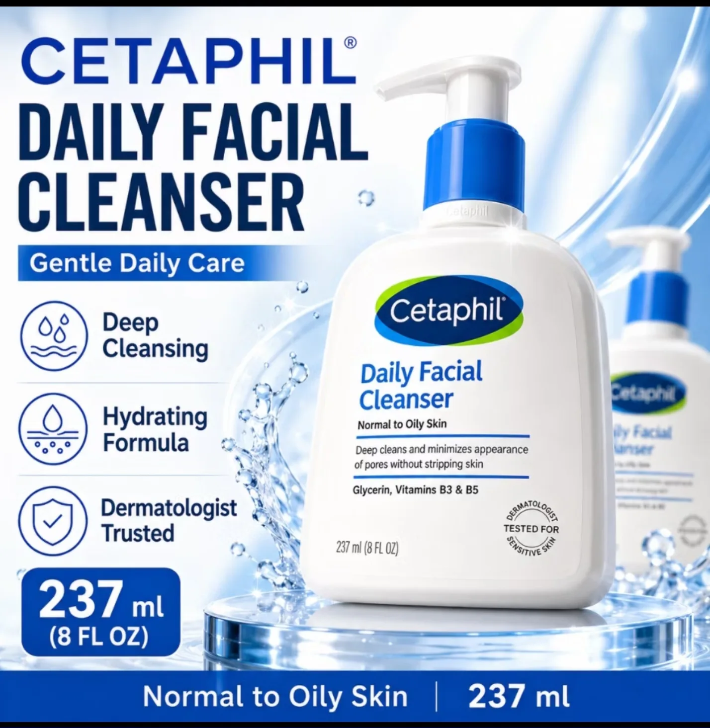 Cetaphil Daily Facial Cleanser 237ml Gentle Face wash